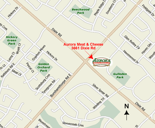Map to Aurora Meat and Cheese